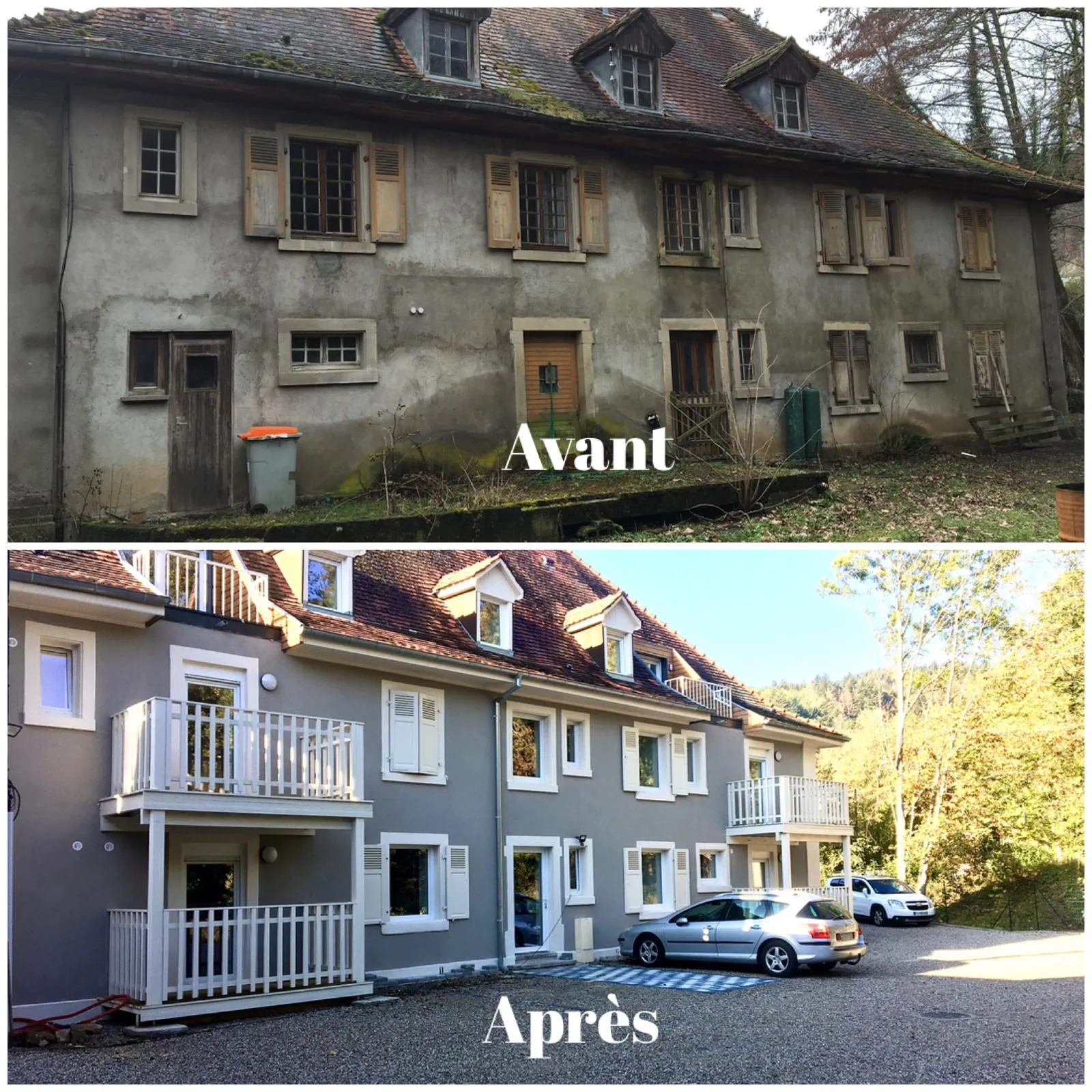 Chantier avant/après réalisé par BATINNOV68