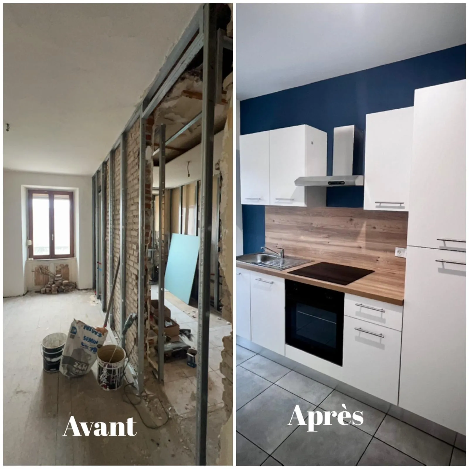 Chantier avant/après réalisé par BATINNOV68