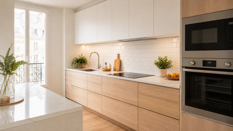 Cuisine blanche rénovée par BATINNOV68 à Mulhouse