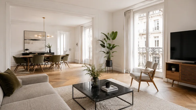 Parquet point de Hongrie posé lors d'une rénovation intérieure complète à Mulhouse